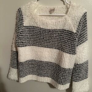 Mudd Textured Black and White Striped Sweater